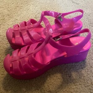 Pink Platform Jelly Sandals